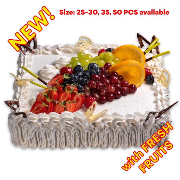 Fresh Fruits Decorated Rectangle Birthday Cake